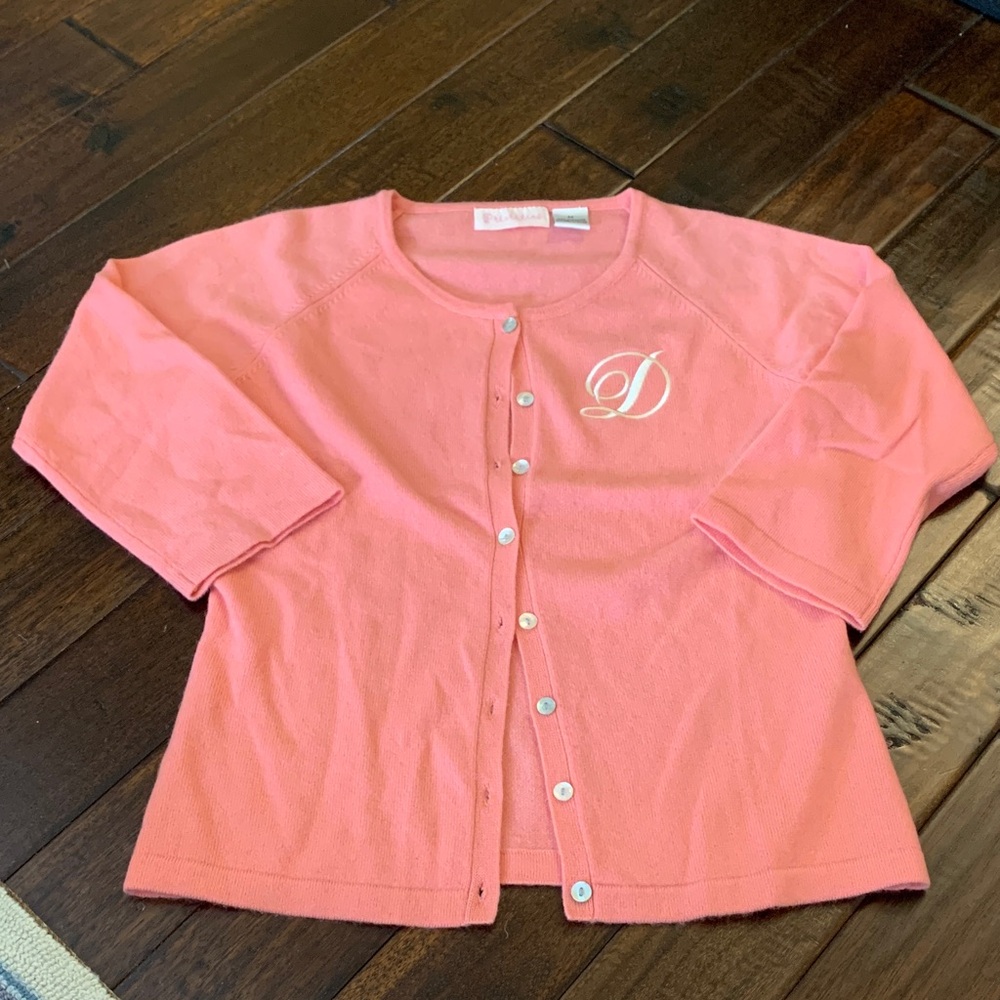 Pink Button-Up Cashmere Cardigan with D Monogram